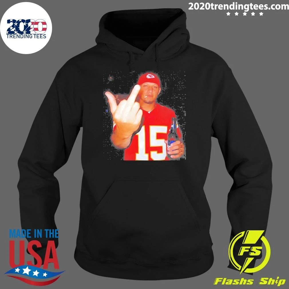 Patrick Mahomes Holding Beer Middle Finger Shirt