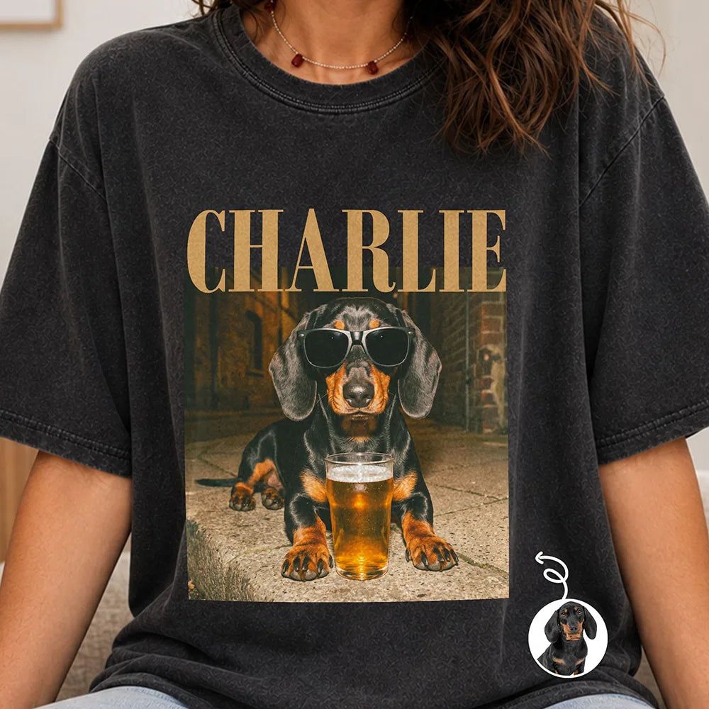 Custom Photo Cool Street Pet Lovers Vintage Portrait - Personalized Vintage Washed T Shirt