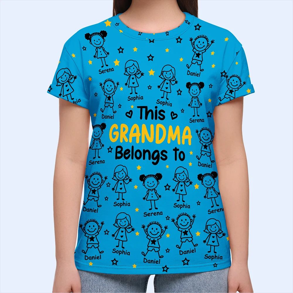 This Grandpa Grandma Belongs To Kids Pet - Personalized Full Print T Shirt