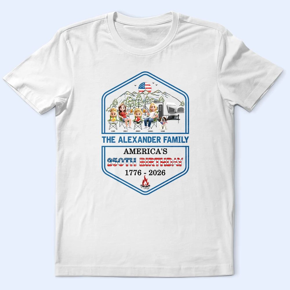 Stars And Stripes Family Camping - Personalized T Shirt