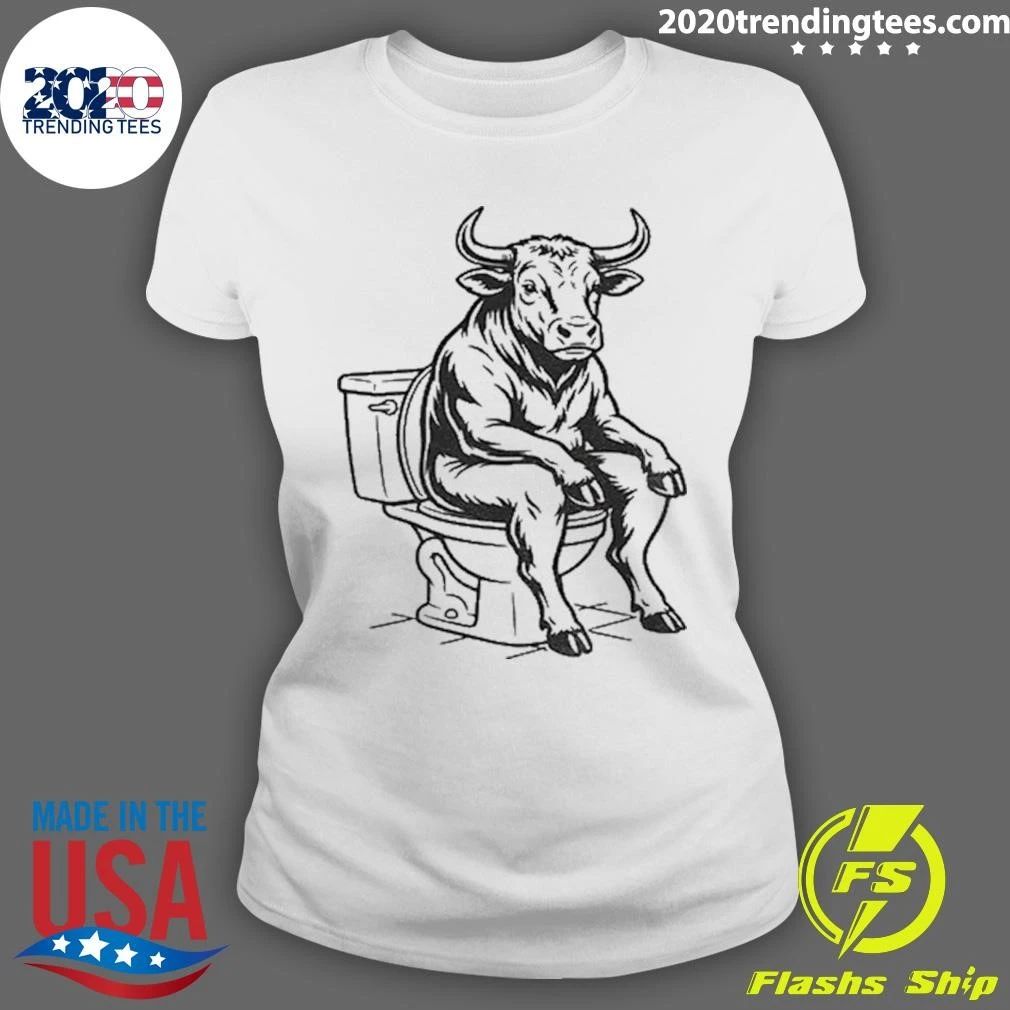 Bull Sitting On Toilet Bull Shit Funny Shirt