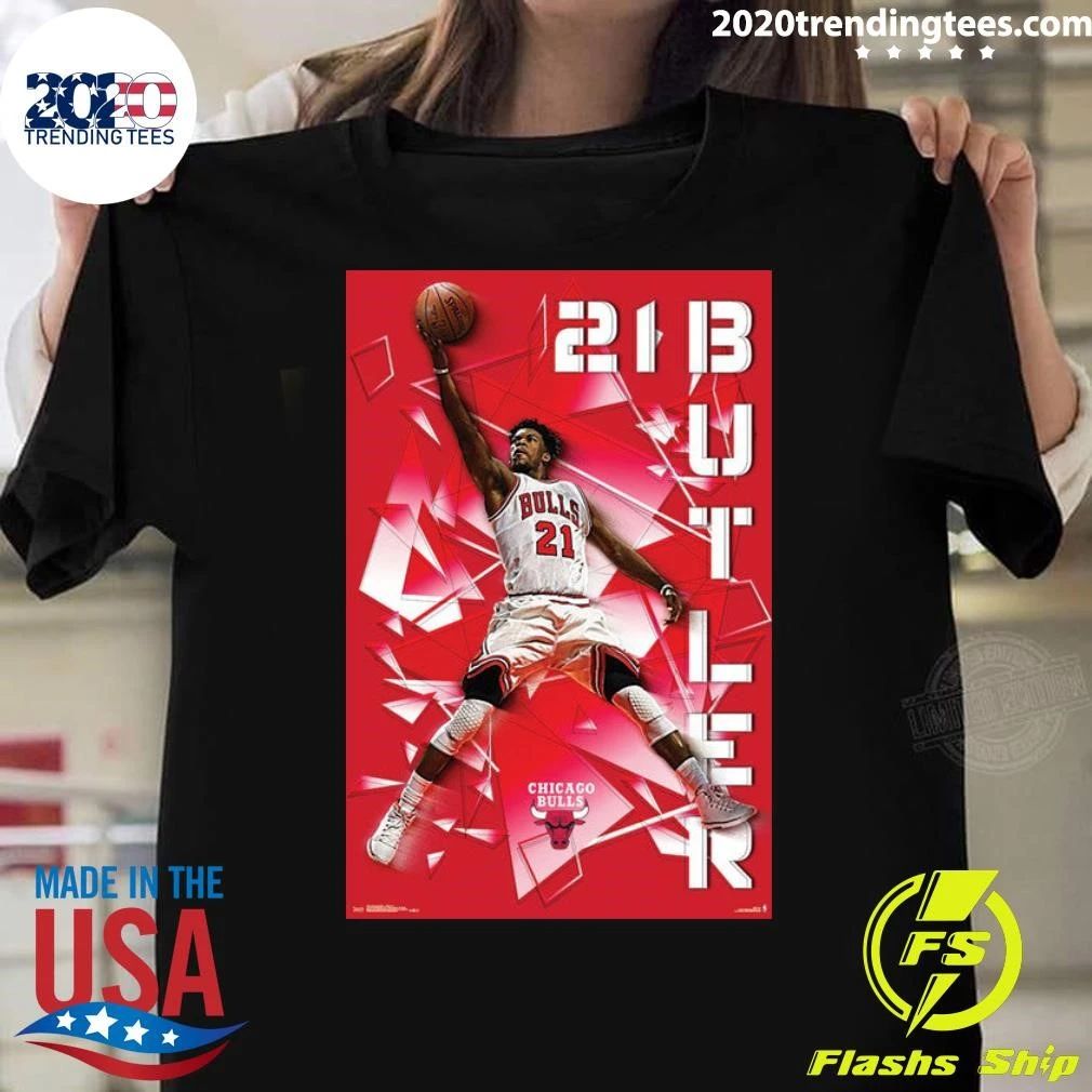 Jimmy Butler Smashing Chicago Bulls Official NBA Basketball Shirt