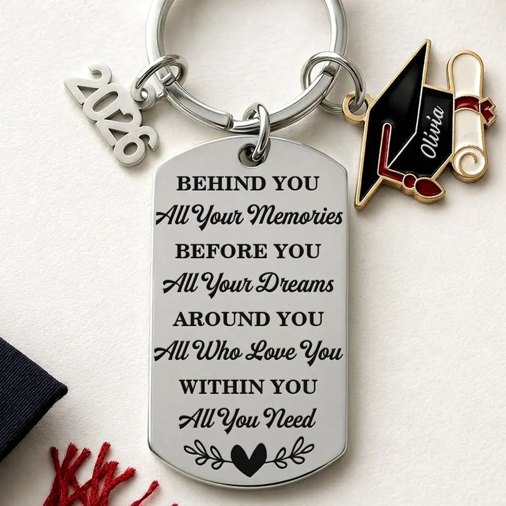 Behind You All Memories - Personalized Stainless Steel Keychain