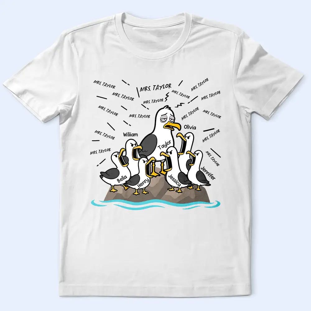 Tired Seagull And Kids Screaming - Personalized T Shirt