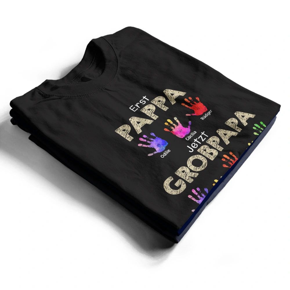 Handabdruck Erst Papa Jetzt Opa - Geschenk Für Papa Opa - Personalisiertes T Shirt