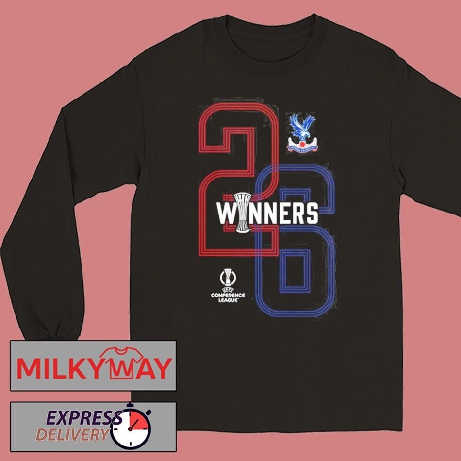Crystal Palace 2026 UEFA Conference League Winners 26 Two Sided Black T-Shirt