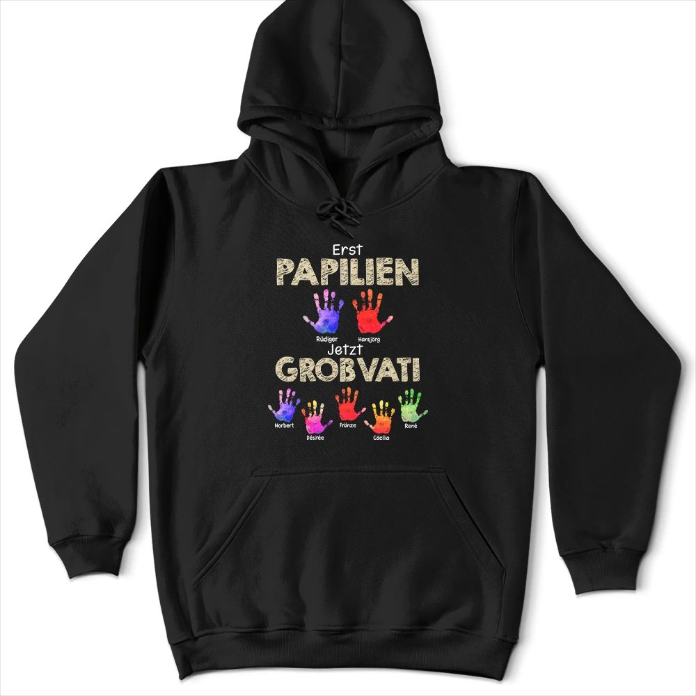 Handabdruck Erst Papa Jetzt Opa - Geschenk Für Papa Opa - Personalisiertes T Shirt