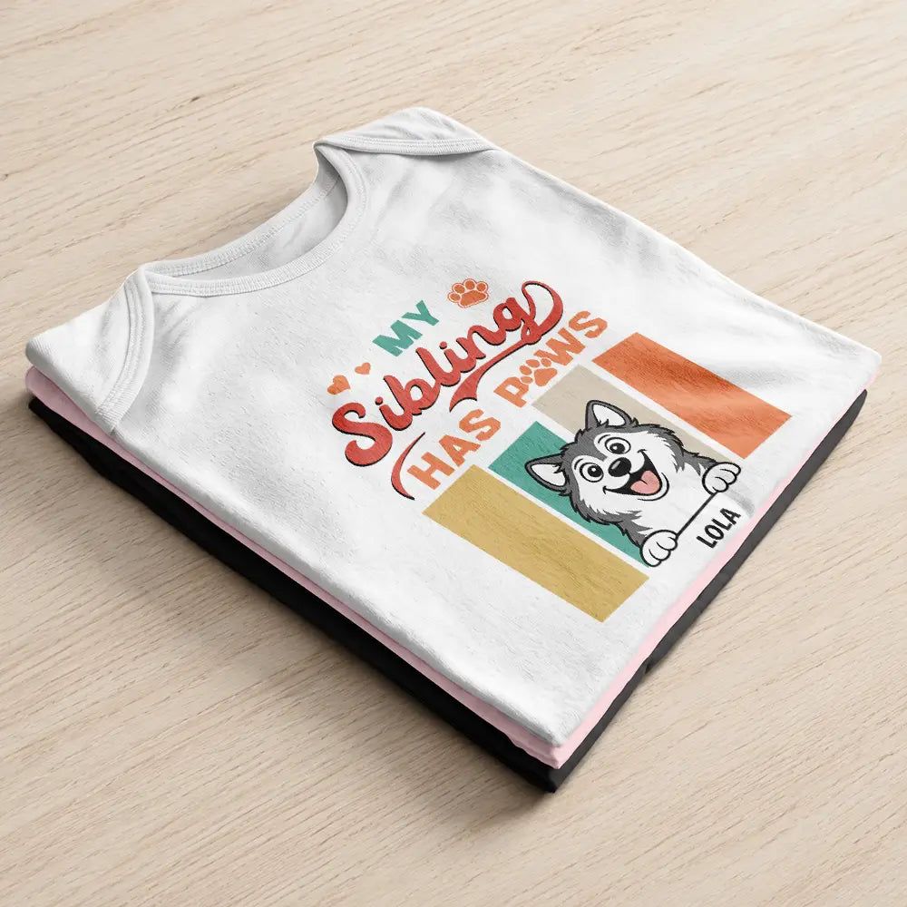 Retro Dogs Cats Siblings Have Paws - Personalized Baby Onesie