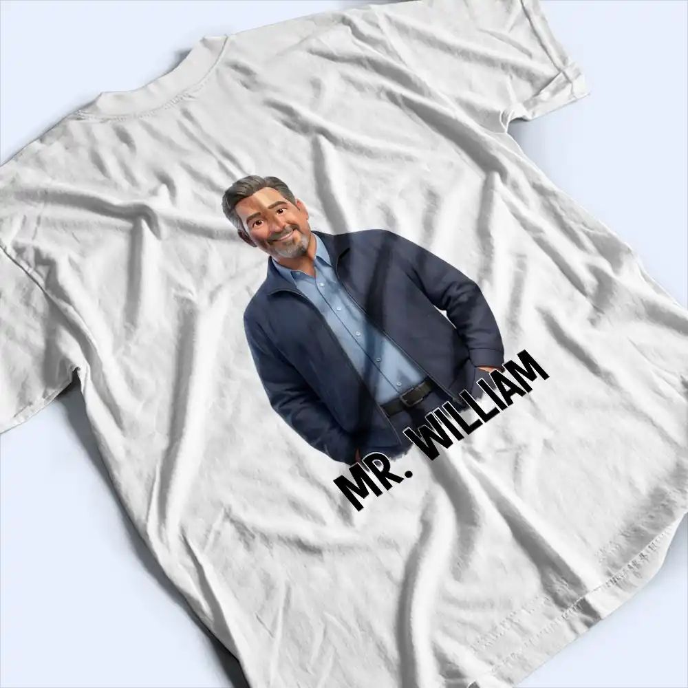 Custom Photo Cartoon Portrait Bus Driver I Love My Students - Personalized T Shirt