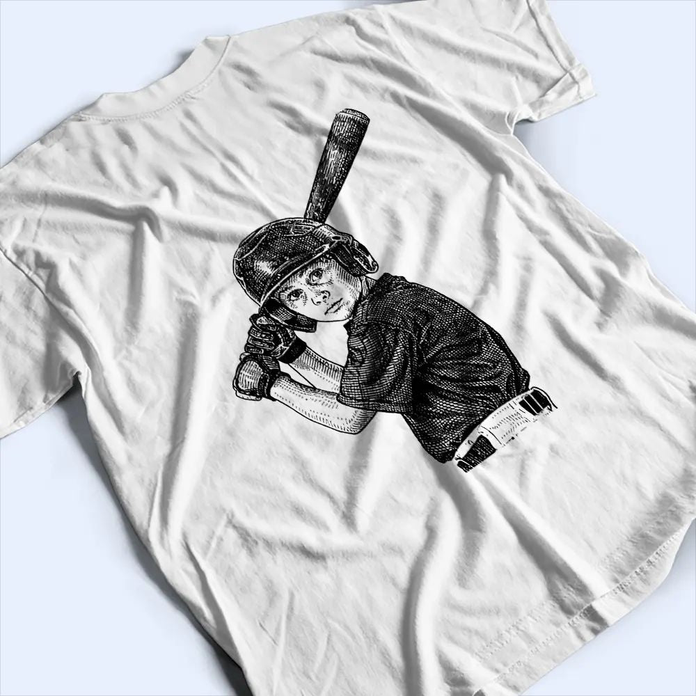 Custom Photo Ink Drawing Baseball Mom Dad - Personalized T Shirt