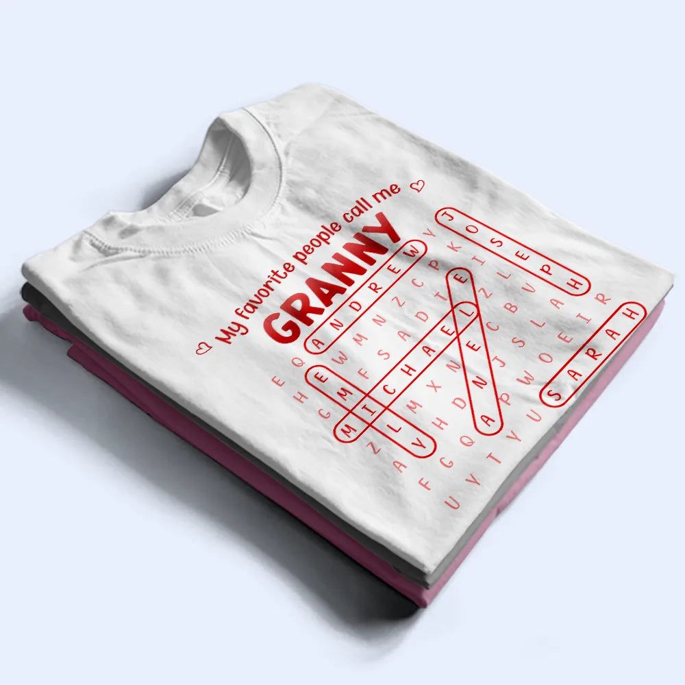 Word Search Puzzle Grandma Abuela My Favorite People Call Me - Personalized T Shirt