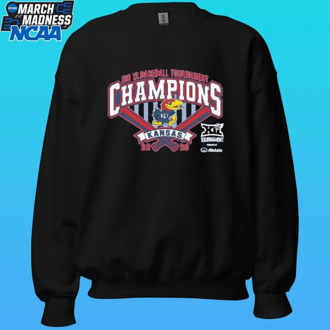 Kansas Jayhawks Light Blue 84 2026 Big 12 Baseball Tournament Champions Shirt