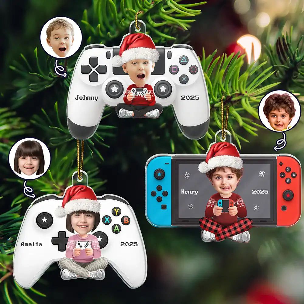 Custom Photo Kids Teens Gamer - Personalized Custom Shaped Acrylic Ornament
