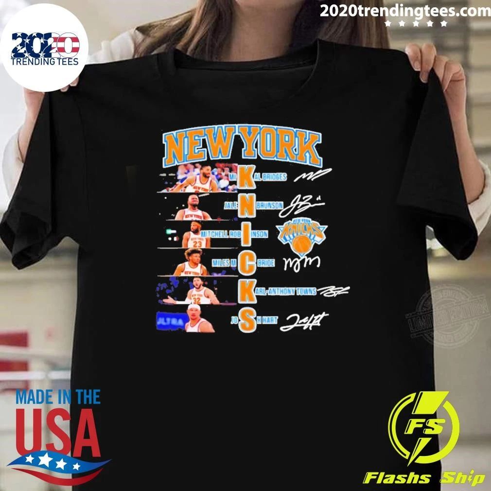 Jalen Brunson Karl-anthony Towns Mikal Bridges New York Knicks Basketball Nba 2026 Signatures Shirt