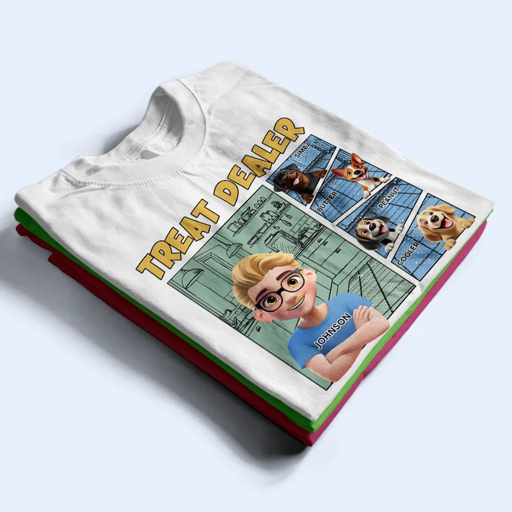 Funny Comic Pet Lover Treat Dealer Cute Dog Cat - Personalized T Shirt