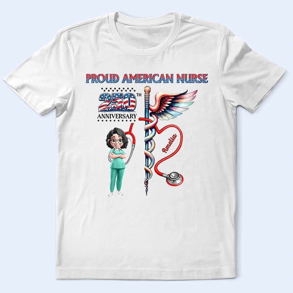 Stars And Stripes Proud American Nurse - Personalized T Shirt