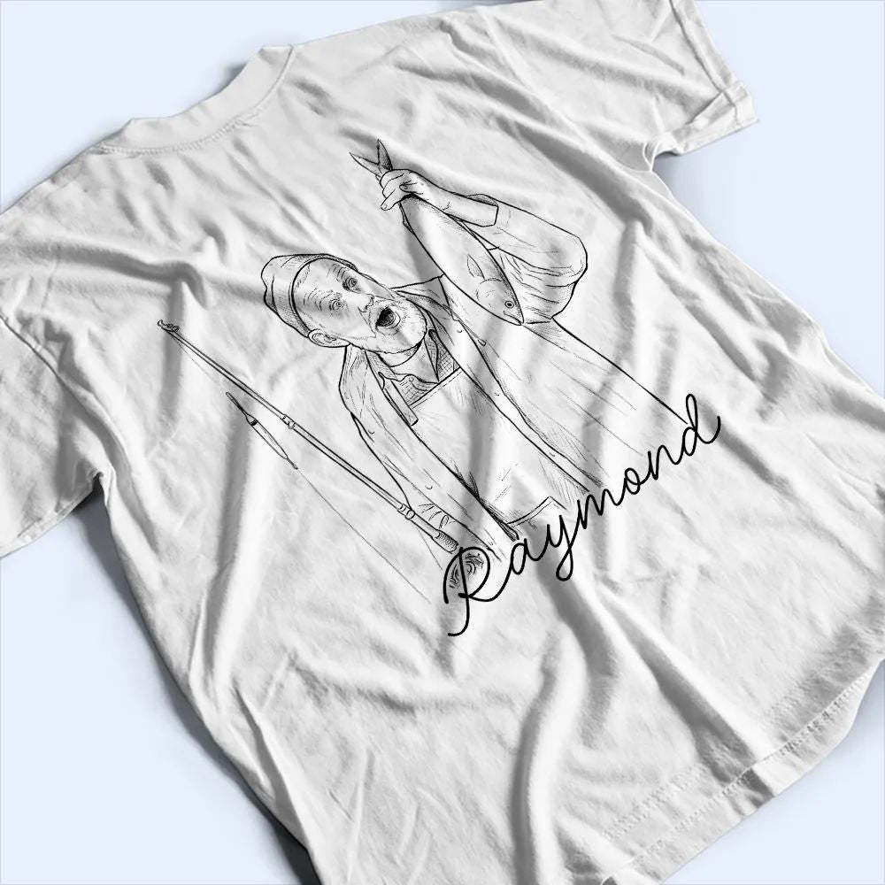 Custom Photo White Pencil Sketch Art O'Fishally Retired - Personalized T Shirt