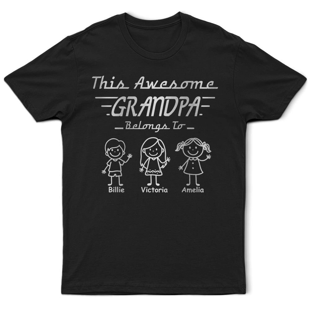 This Grandpa Dad Belongs To Kids Pet Stick Figures - Personalized T Shirt