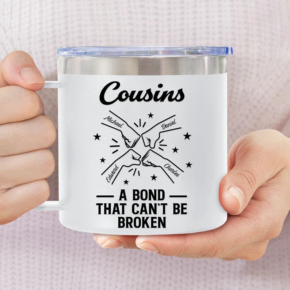 Brothers A Bond That Can't Be Broken - Personalized 14oz Stainless Steel Tumbler With Handle