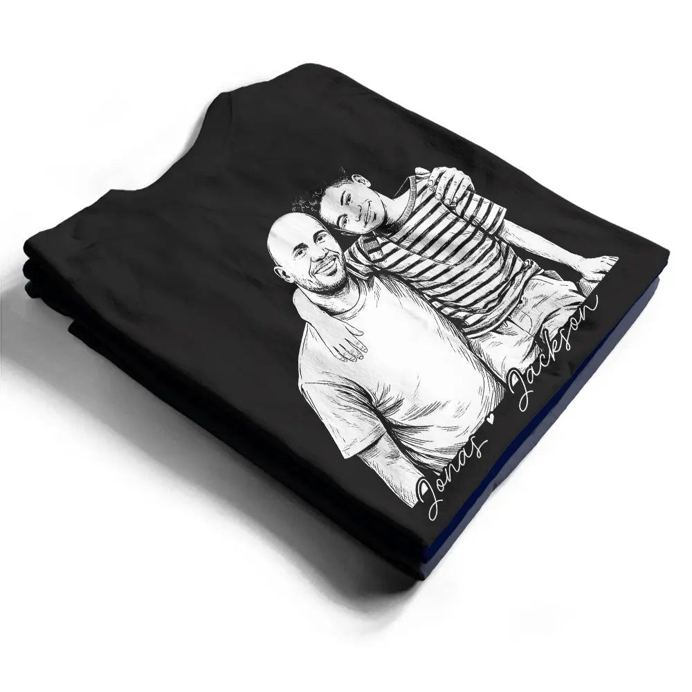Custom Photo Bold Sketch Papa Dad Cross Arrows - Personalized T Shirt
