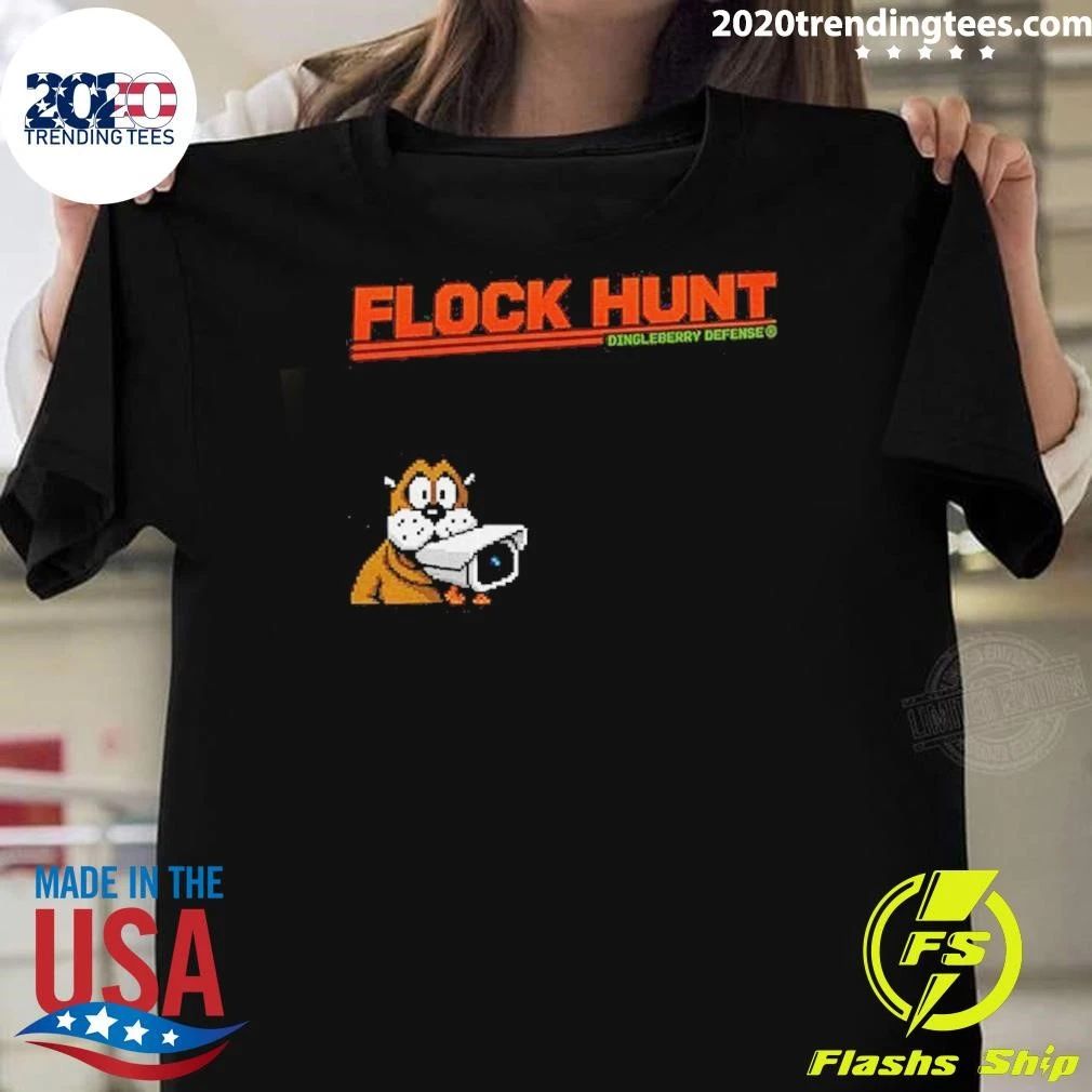 Pixelated Canine Security Camera Monitoring Flock Hunt Dingleberry Defense Shirt