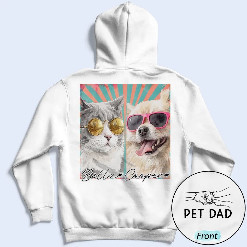 Custom Photo Realistic Watercolor Art Dog Cat Dad Mom Pet Lover Hand Punch - Personalized T Shirt