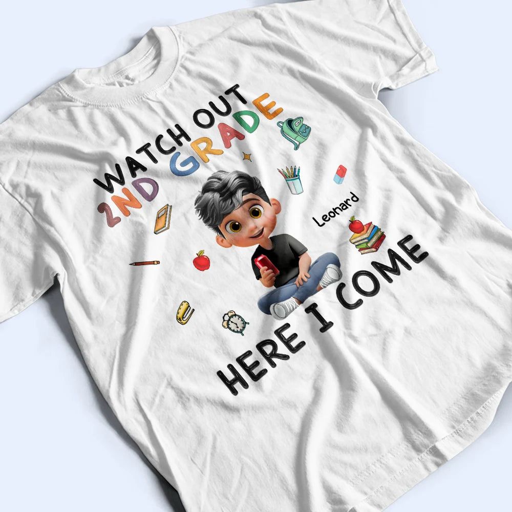 Watch Out Kindergarten Here I Come Sitting Kid - Personalized T Shirt