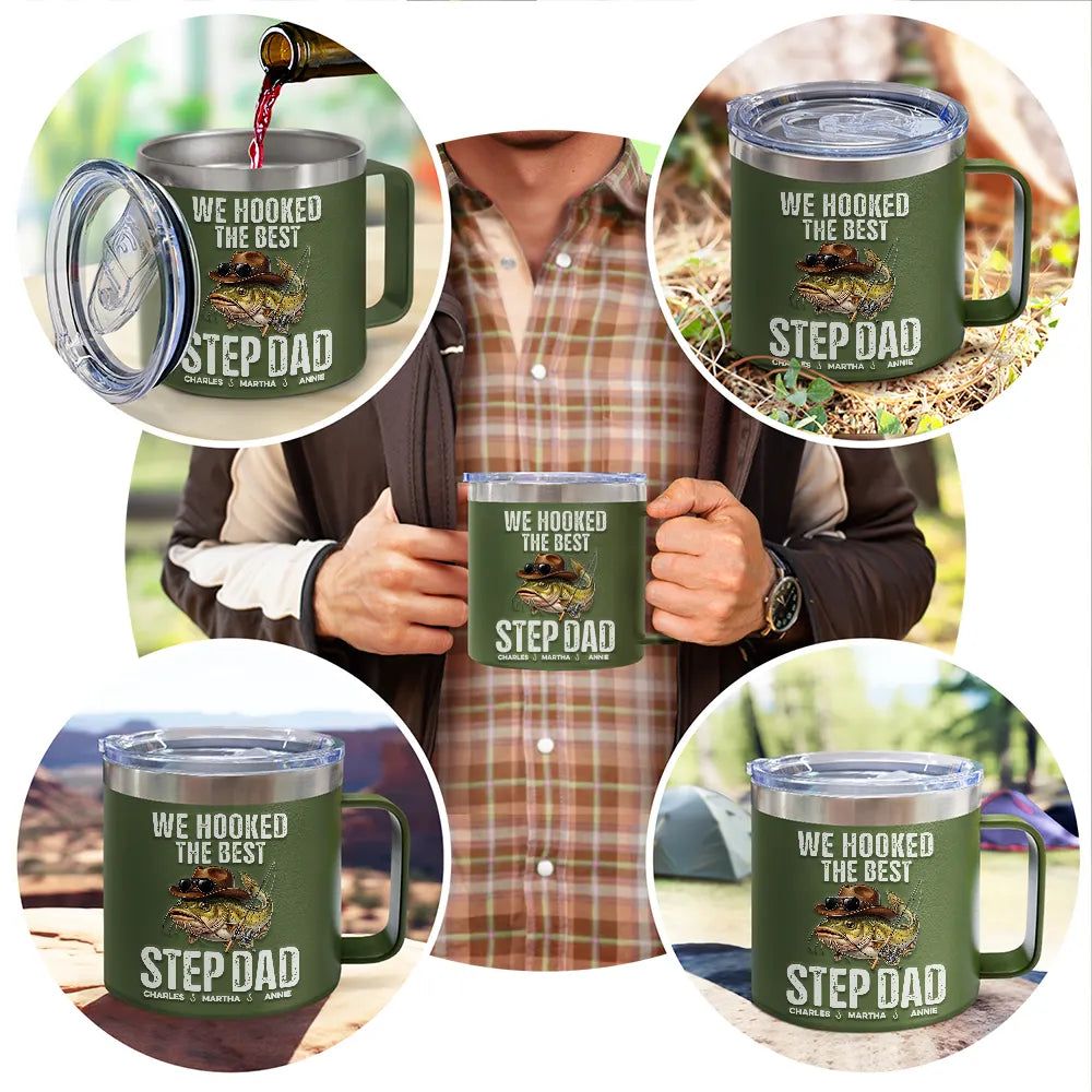 We Hooked The Best Dad Grandpa - Personalized 14oz Stainless Steel Tumbler With Handle