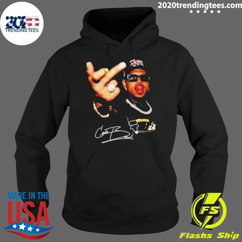 Chris Brown Rap Celebrity Middle Finger Signature Graphic Shirt