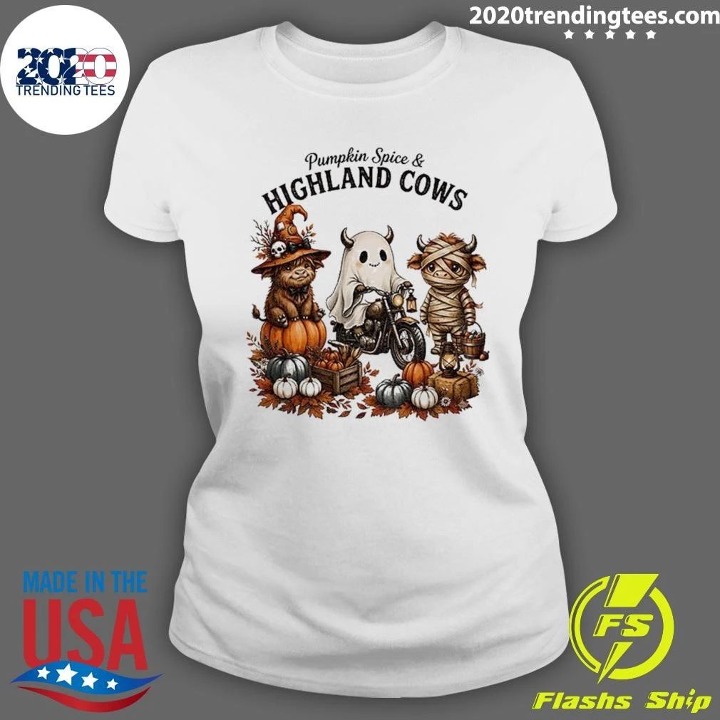 Pumpkin Spice Highland Cow Spooky Cow Fall Halloween Shirt