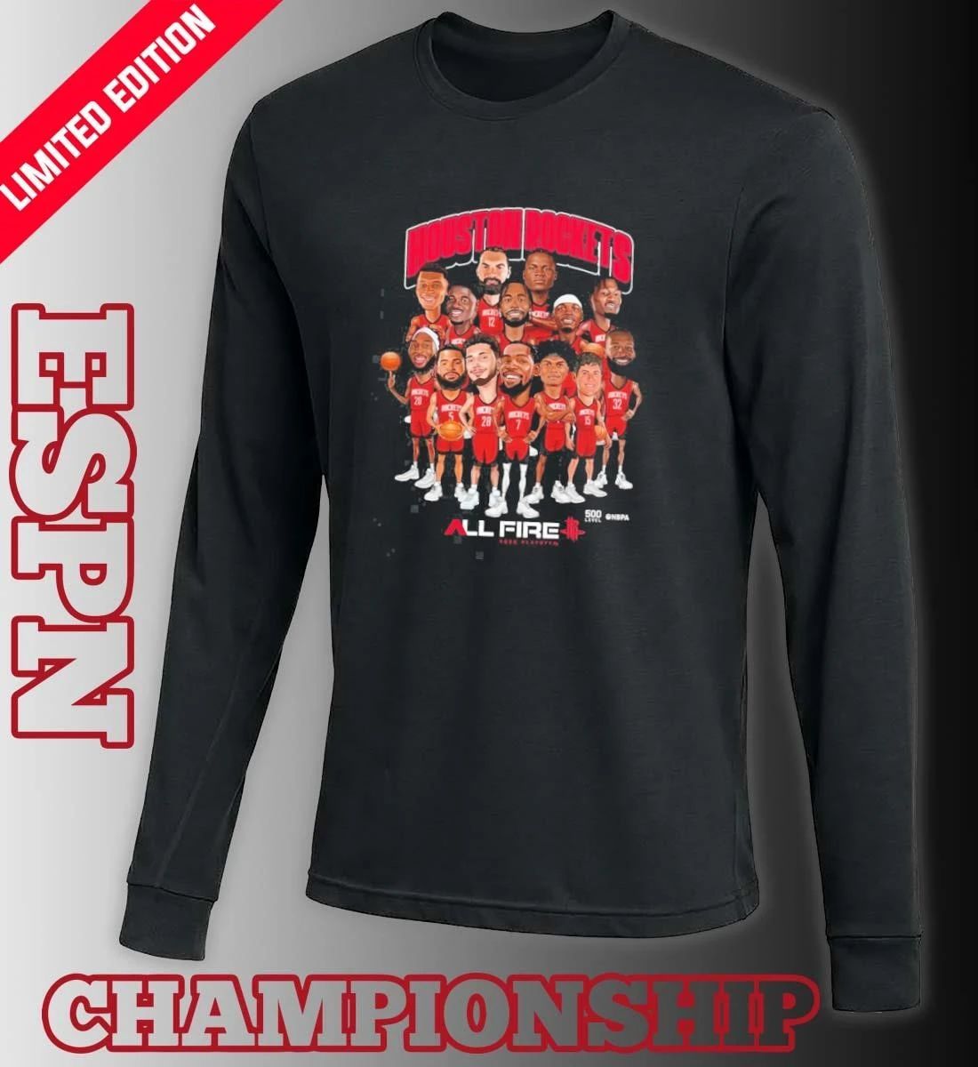 Houston Rockets All Fire Basketball 2026 Playoffs Caricature Shirt