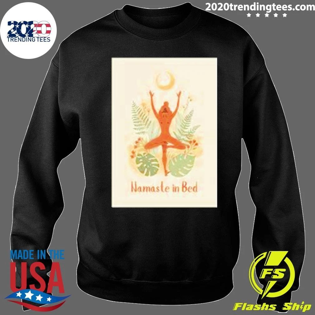 Yoga Botanical Namaste In Bed Funny Retro Shirt