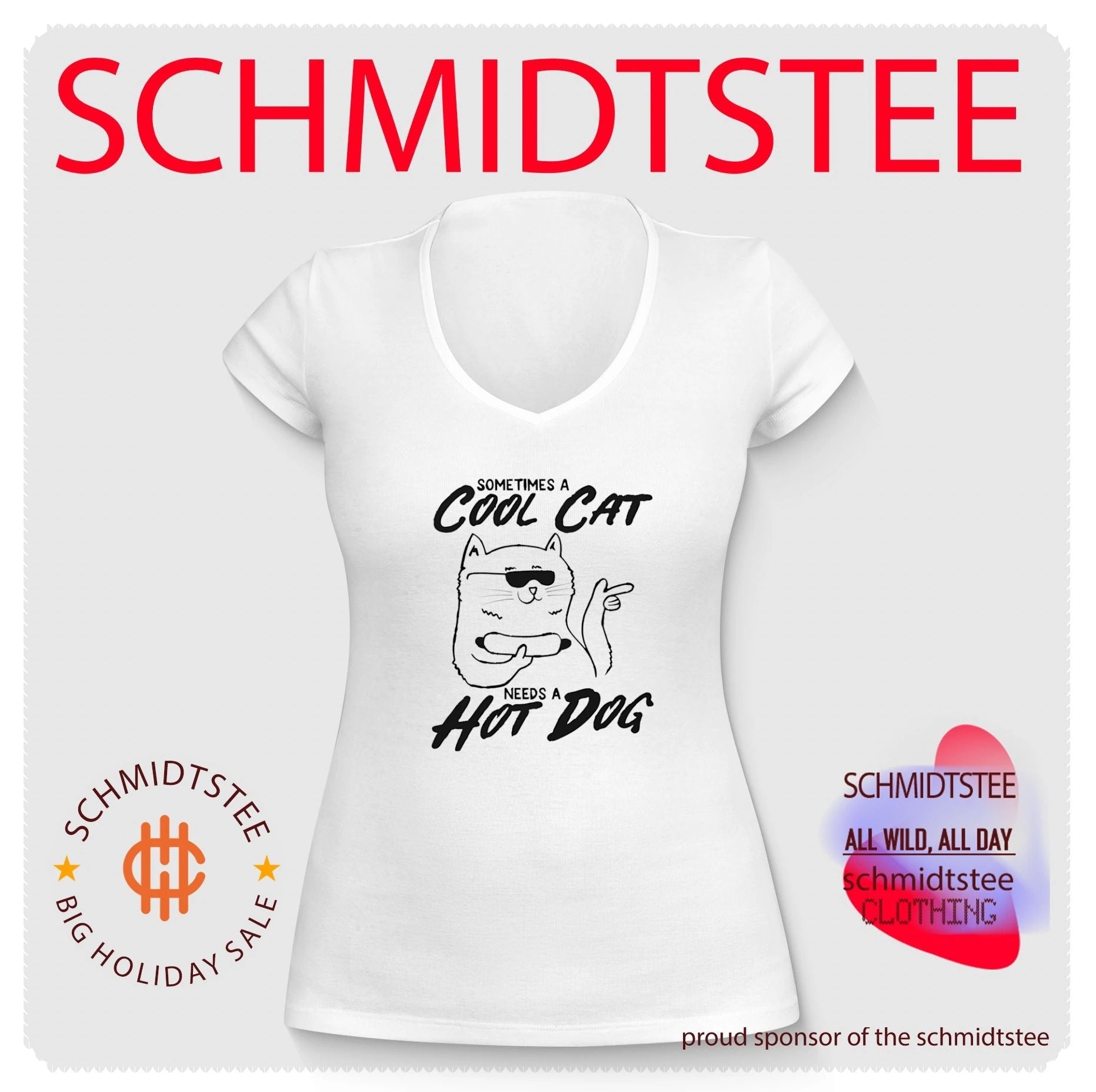 Sometimes a cool cat needs a hot dog shirt