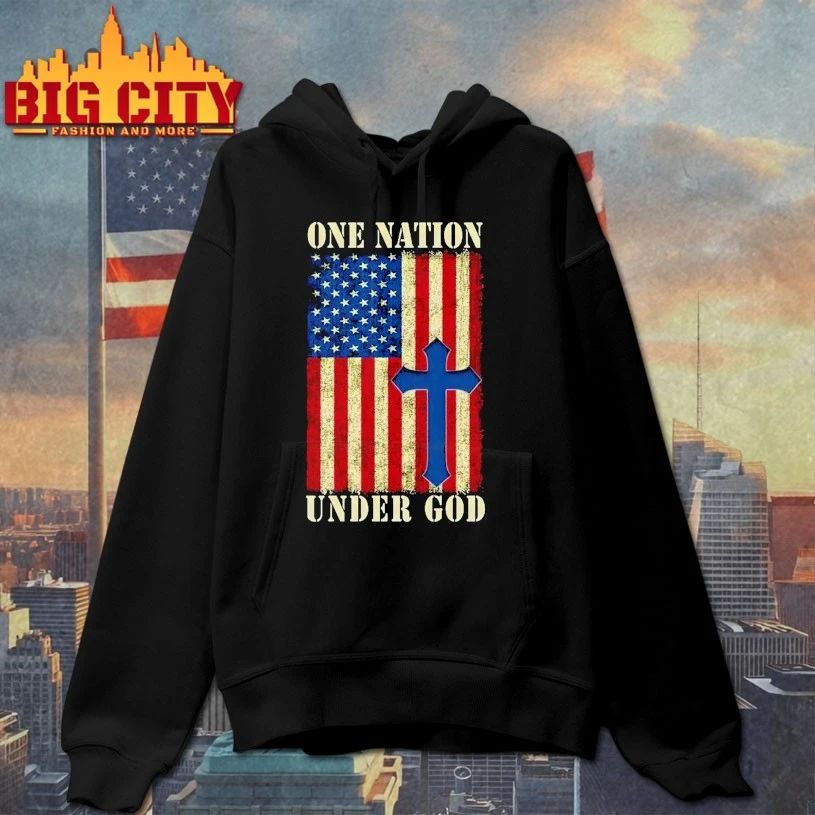 One Nation Under God 4th Of July Patriot Cross USA Flag t-shirt