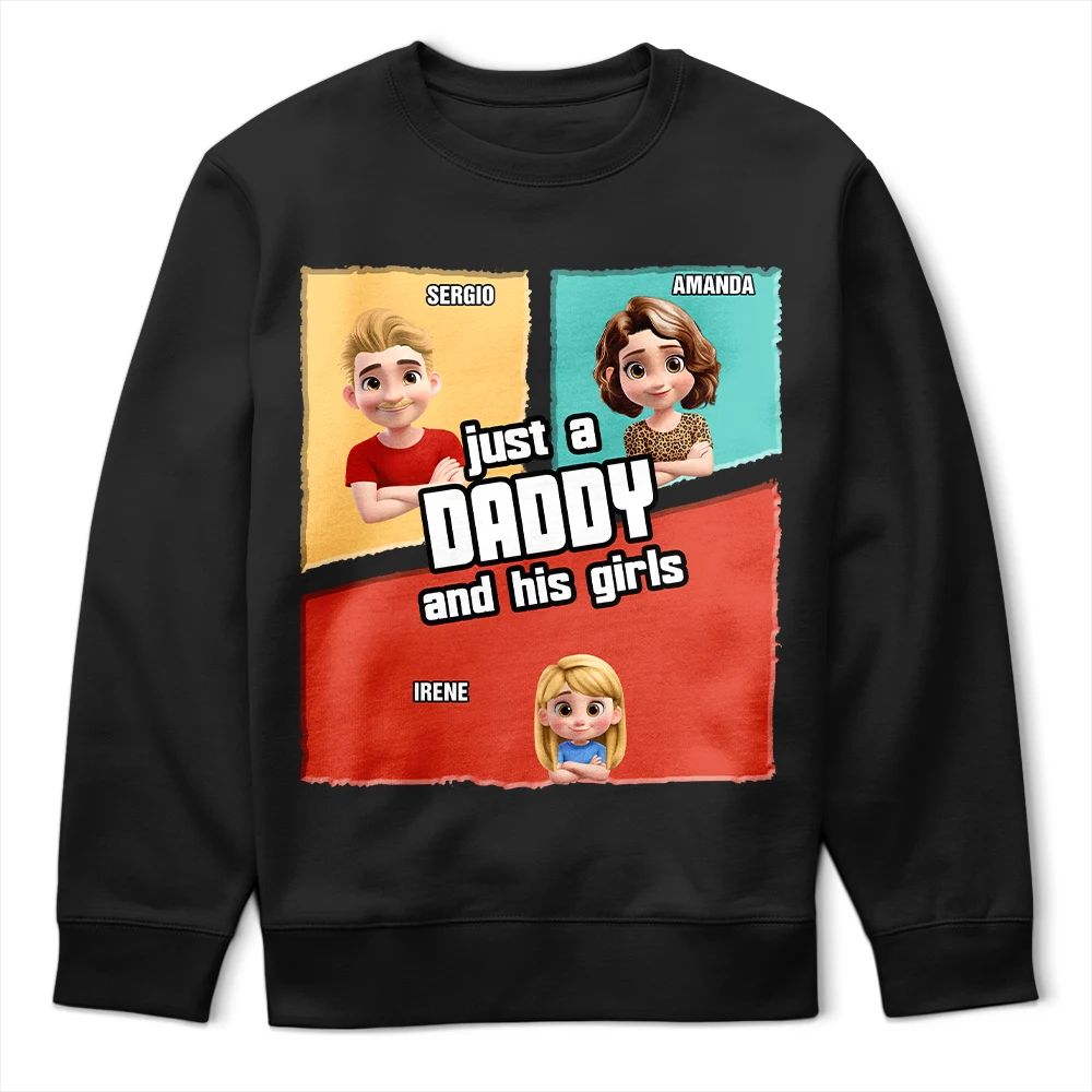 Just A Grandpa Dad And His Girl Comic Style - Personalized T Shirt