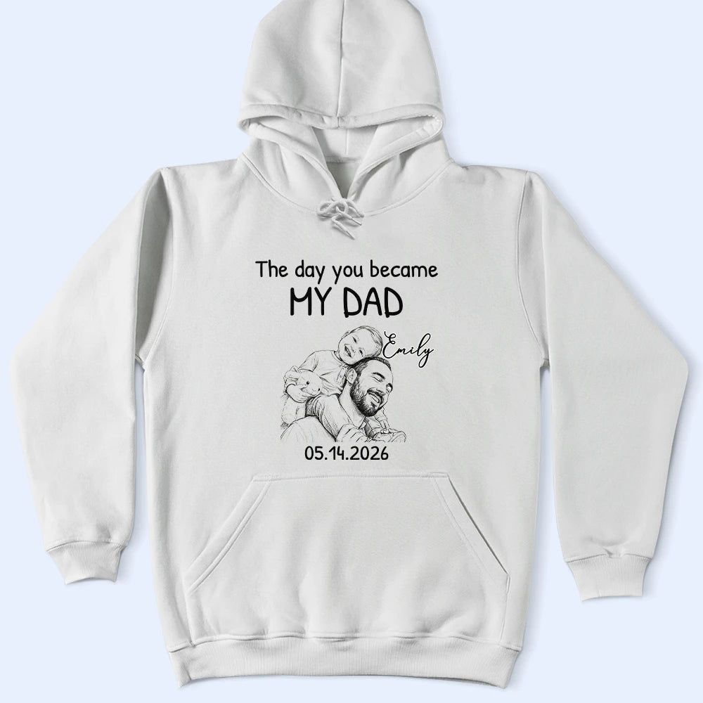 Custom Photo Pencil Sketch The Day You Became My Mom Dad - Personalized T Shirt