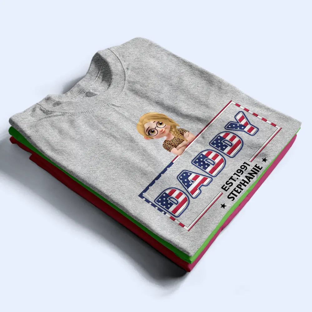 Retro Style America Dad Grandpa 3D Effect - Personalized T Shirt