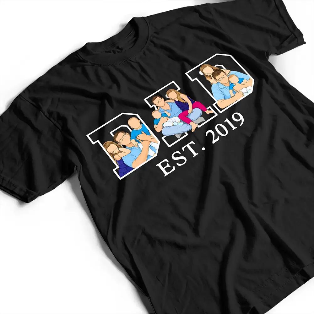 Custom Photo Faceless Portrait Dad Est - Personalized T Shirt