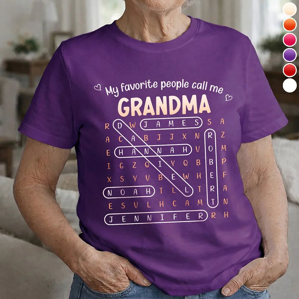 Word Search Puzzle Grandma Abuela My Favorite People Call Me - Personalized T Shirt