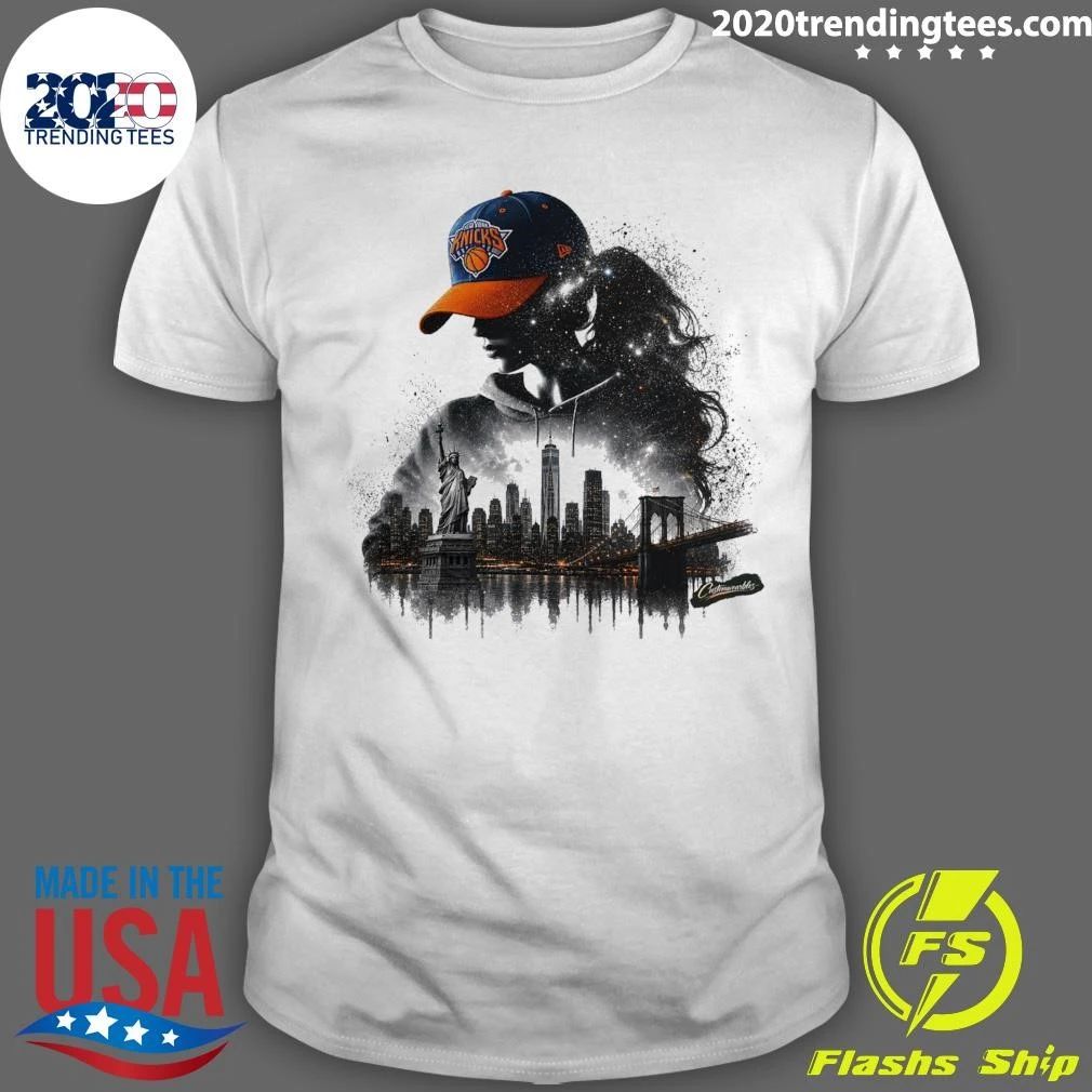 New York City Skyline Double Exposure With Knicks Shirt