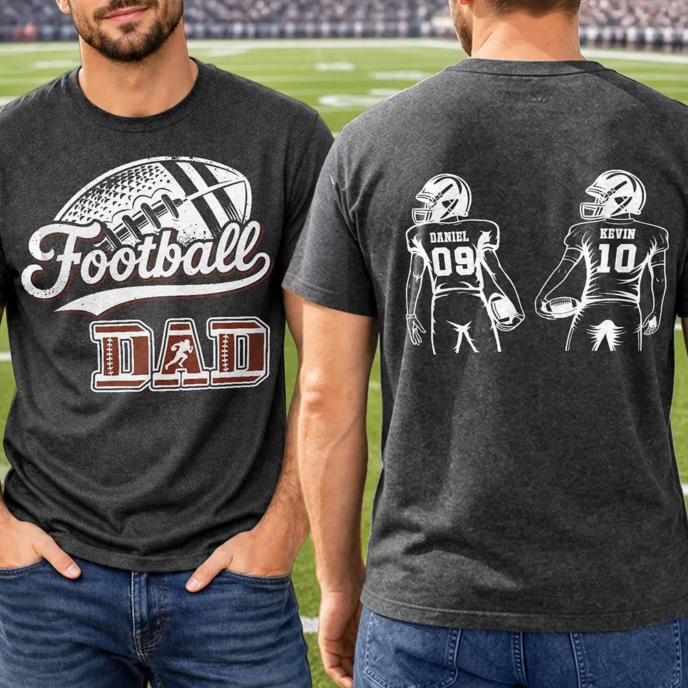American Football Dad Mom Kids Backside - Personalized T Shirt