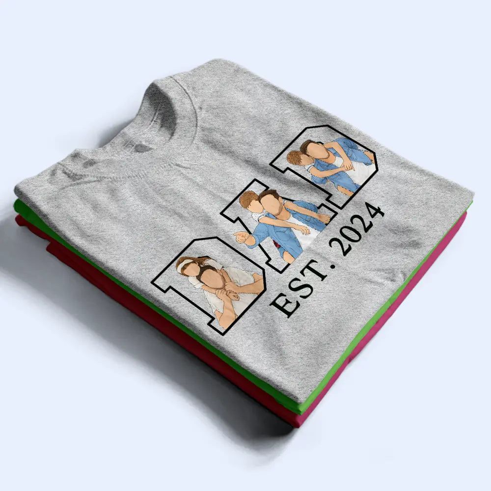 Custom Photo Faceless Portrait Dad Est - Personalized T Shirt