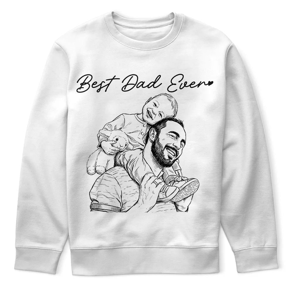 Custom Photo Pencil Sketch Best Dad Grandpa Ever Portrait - Personalized T Shirt