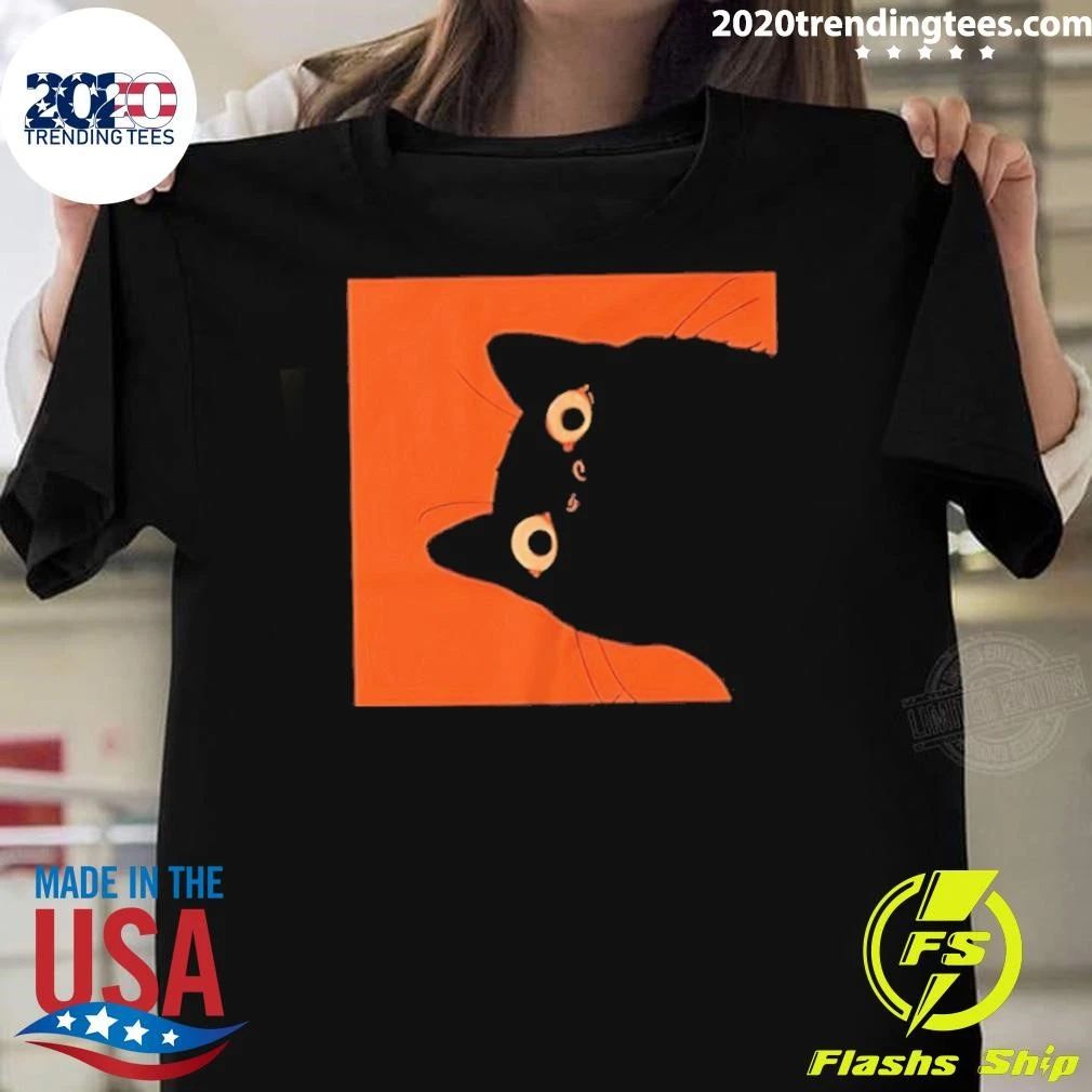 Cute Black Cat Peeking Shirt