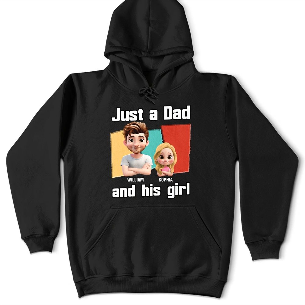 Just A Grandpa Dad And His Girl Comic Style - Personalized T Shirt