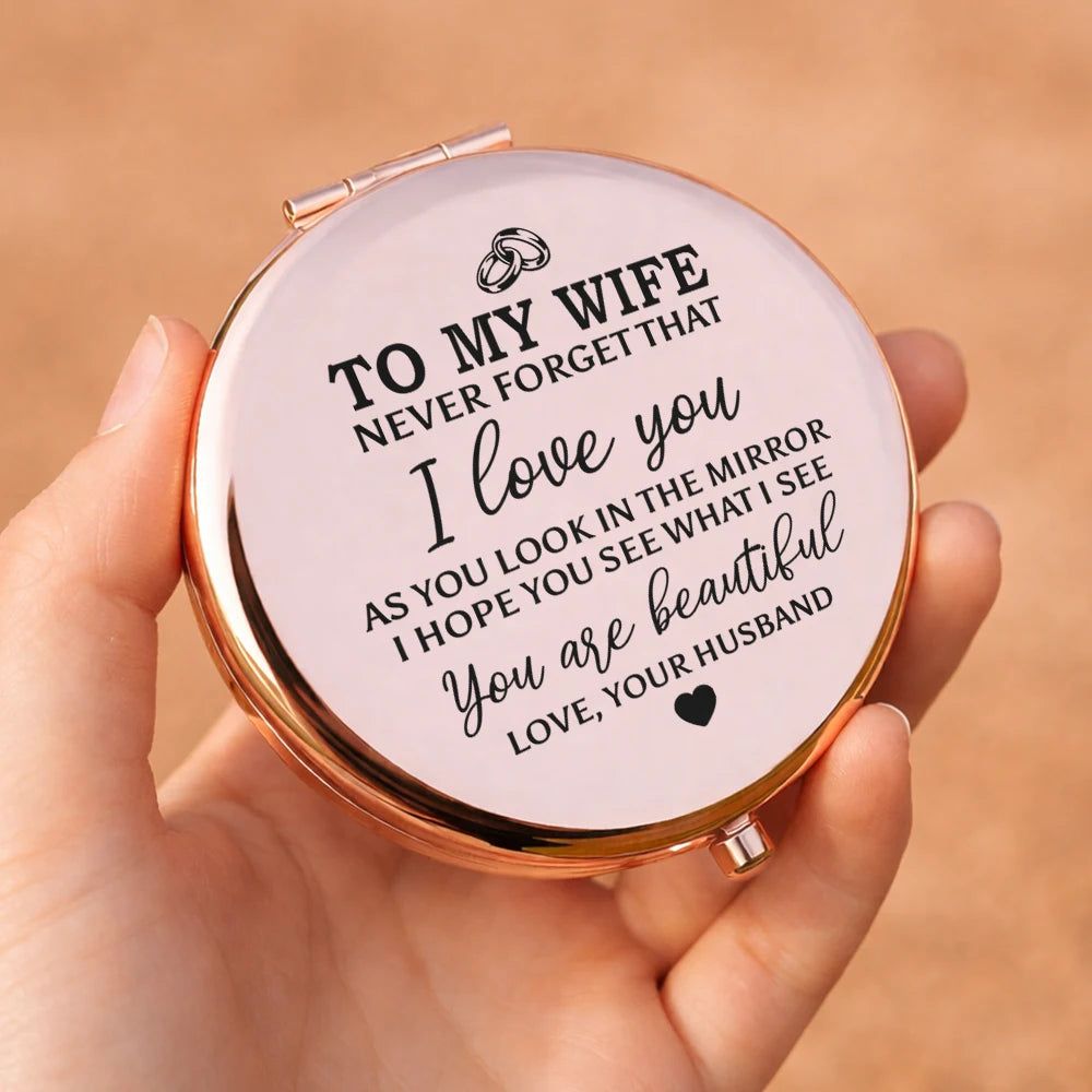 To My Wife Hope You See What I See - Personalized Compact Mirror