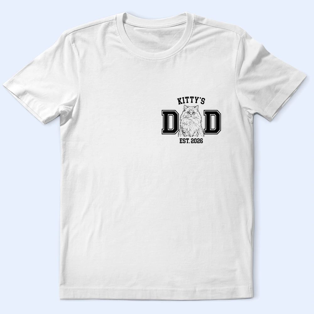 Custom Photo White Pencil Sketch Art Pet Dad Pet Mom Est Year - Personalized T Shirt