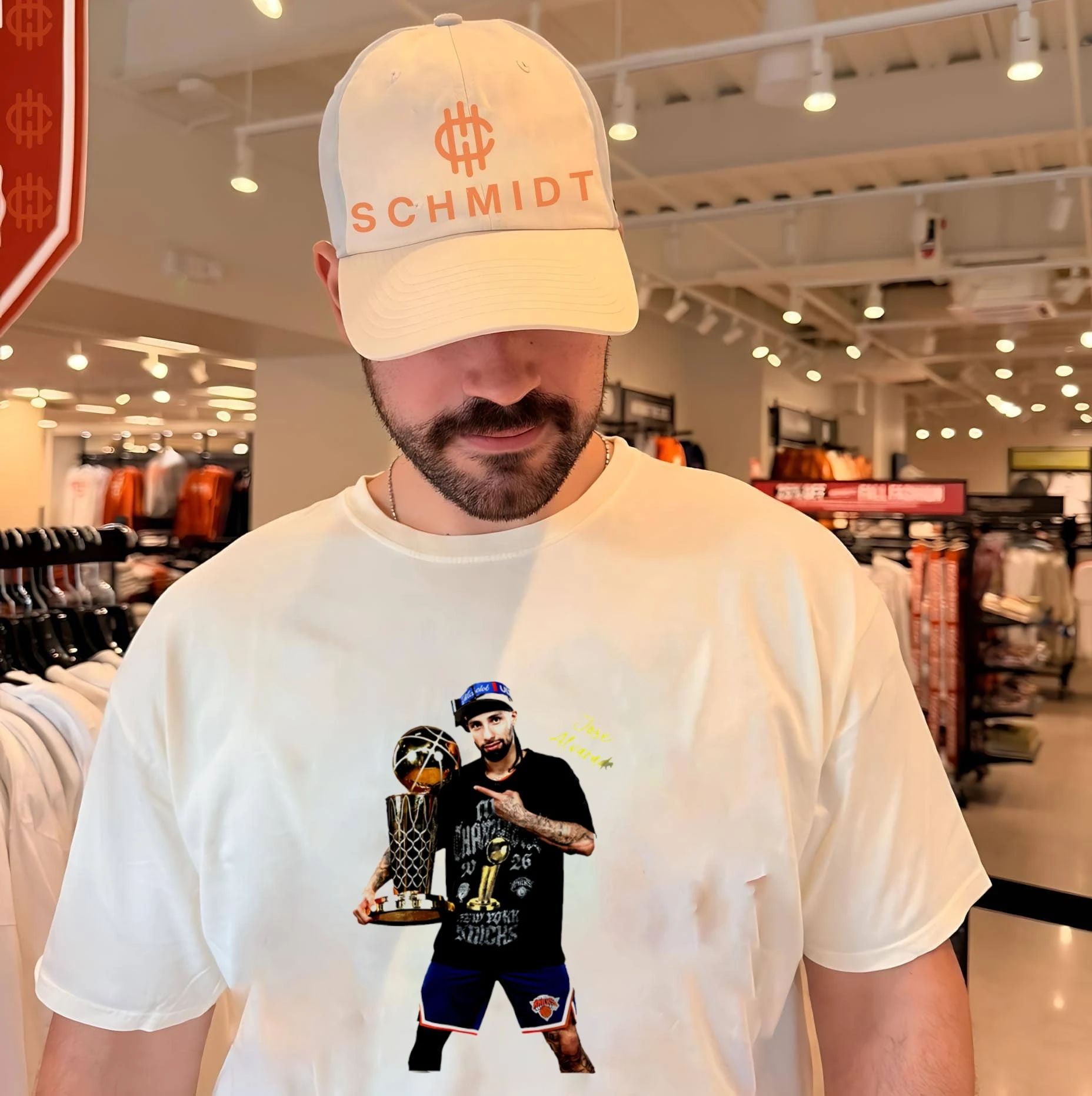 Jose alvarado 2026 New York Knicks champion holding trophy shirt