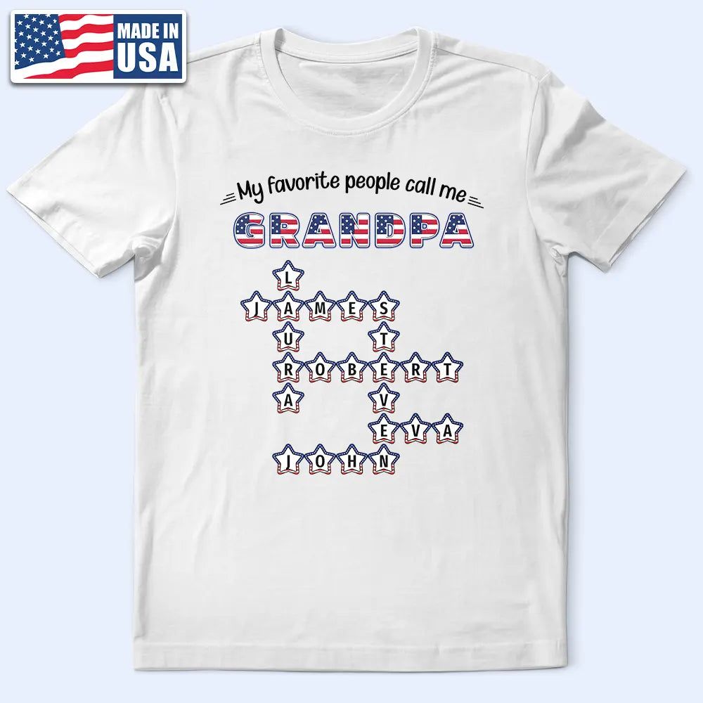 Crossword Stars & Stripes My Favorite People Call Me Grandpa - Personalized T Shirt