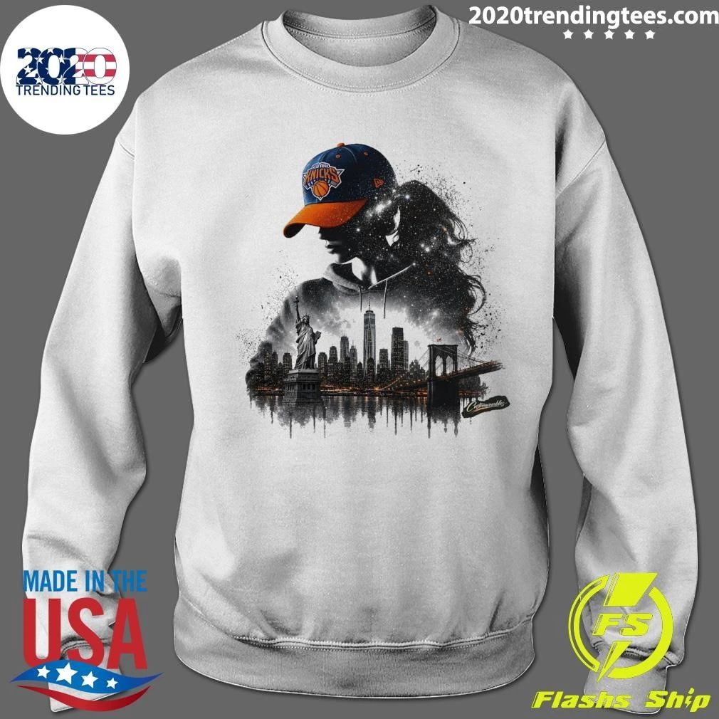 New York City Skyline Double Exposure With Knicks Shirt